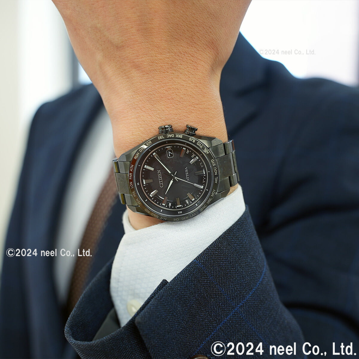シチズン アテッサ HAKUTO-R コラボ 限定 第5弾 CITIZEN ATTESA エコドライブ 電波時計 腕時計 メンズ CB0285-63E ダイレクトフライト ACT Line ブラックチタニウム【2024 新作】