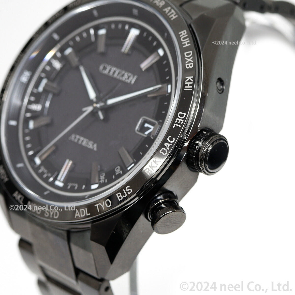 シチズン アテッサ HAKUTO-R コラボ 限定 第5弾 CITIZEN ATTESA エコドライブ 電波時計 腕時計 メンズ CB0285-63E ダイレクトフライト ACT Line ブラックチタニウム【2024 新作】