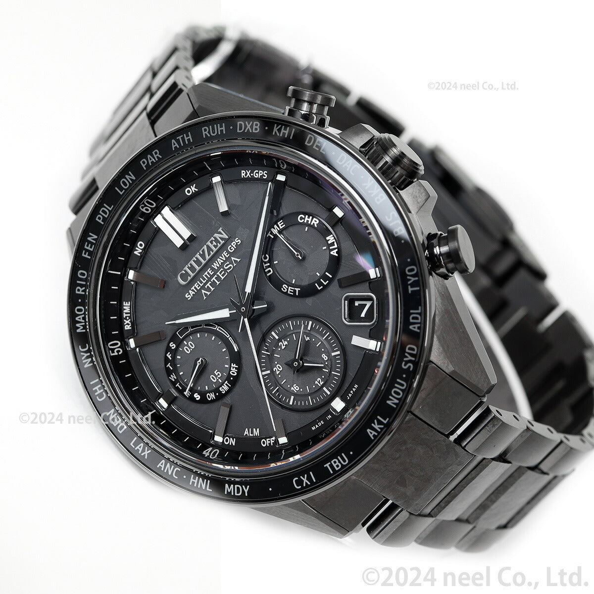 シチズン アテッサ HAKUTO-R コラボ 限定 第5弾 CITIZEN ATTESA エコドライブ GPS衛星電波時計 腕時計 メンズ CC4067-66E ダブルダイレクトフライト ACT Line ブラックチタニウム【2024 新作】