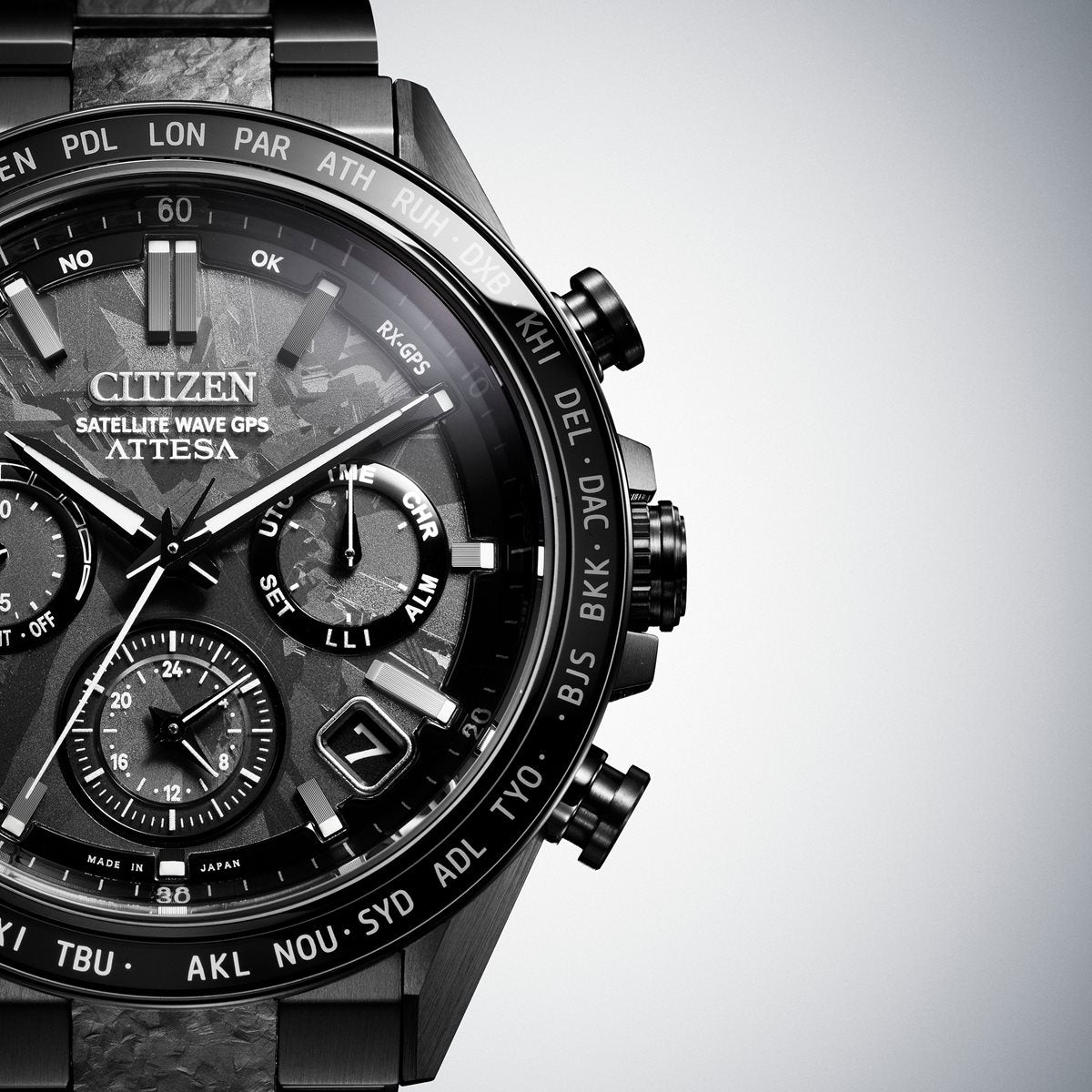 シチズン アテッサ HAKUTO-R コラボ 限定 第5弾 CITIZEN ATTESA エコドライブ GPS衛星電波時計 腕時計 メンズ CC4067-66E ダブルダイレクトフライト ACT Line ブラックチタニウム【2024 新作】