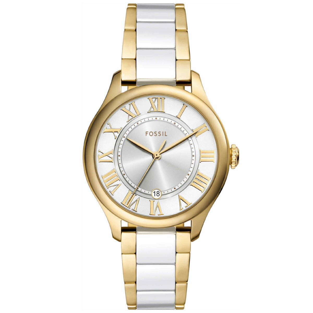 フォッシル FOSSIL 腕時計 レディース GILMORE 三針デイト ゴールドトーン&ホワイト セラミックウォッチ CE1131【2025 新作】