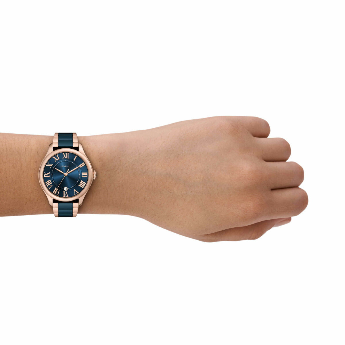 フォッシル FOSSIL 腕時計 レディース GILMORE 三針デイト ローズゴールドトーン&ネイビー セラミックウォッチ CE1134【2025 新作】