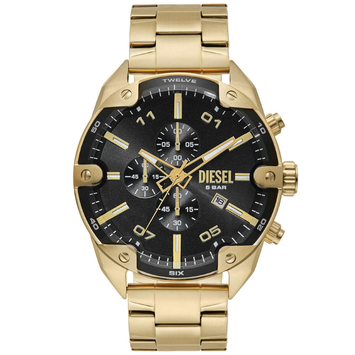 ディーゼル DIESEL 腕時計 メンズ SPIKED クロノグラフ ゴールドトーン ステンレススチールウォッチ DZ4678【2025 新作】