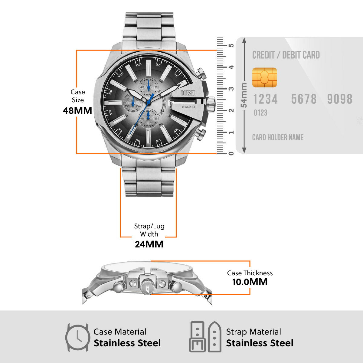 ディーゼル DIESEL 腕時計 メンズ MEGA CHIEF SLIM ステンレススチールウォッチ DZ4686【2025 新作】