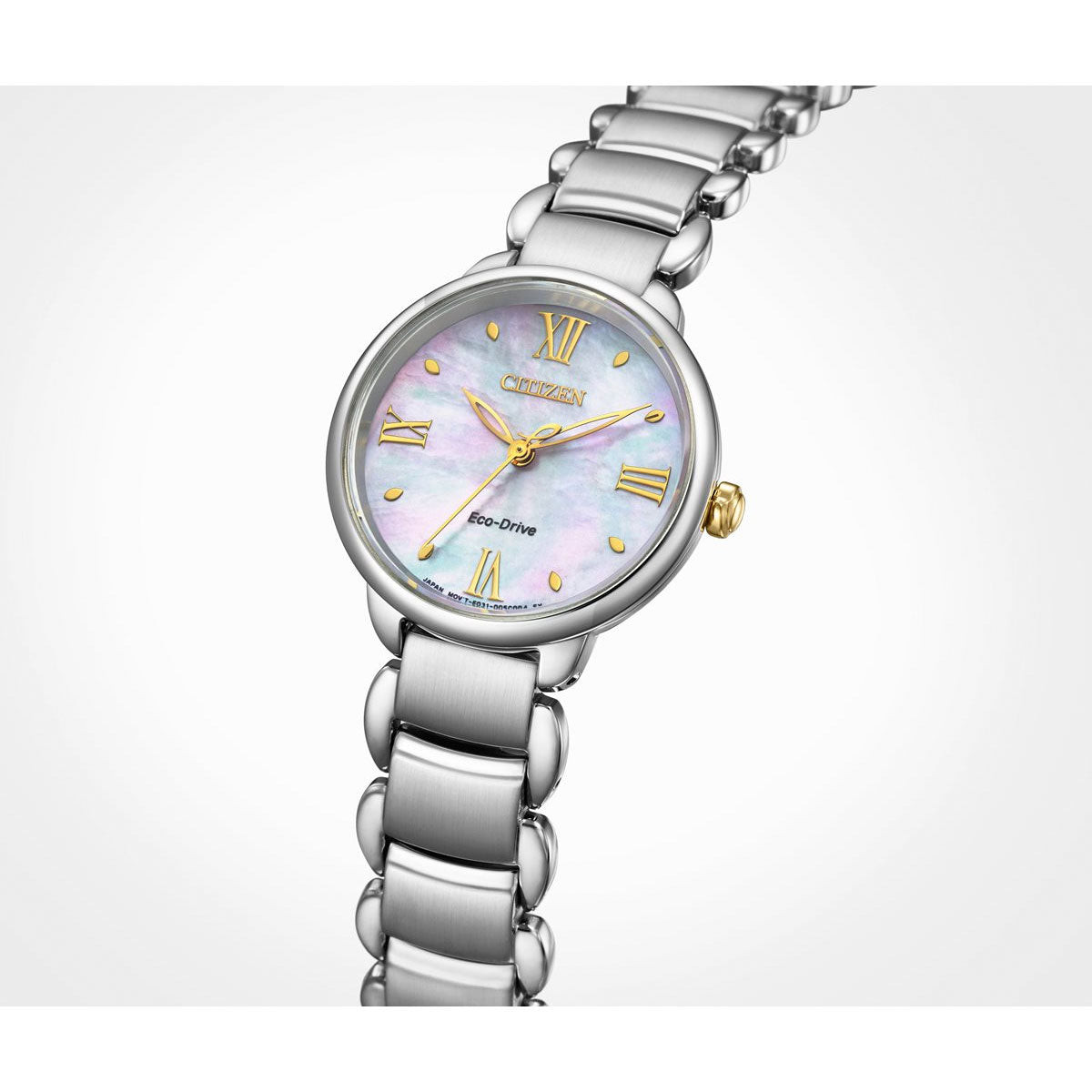 シチズン エル CITIZEN L エコドライブ 腕時計 レディース EM0927-87Y 白蝶貝文字板 ROUND Collection ピンク色のダリアの花言葉 「気品」