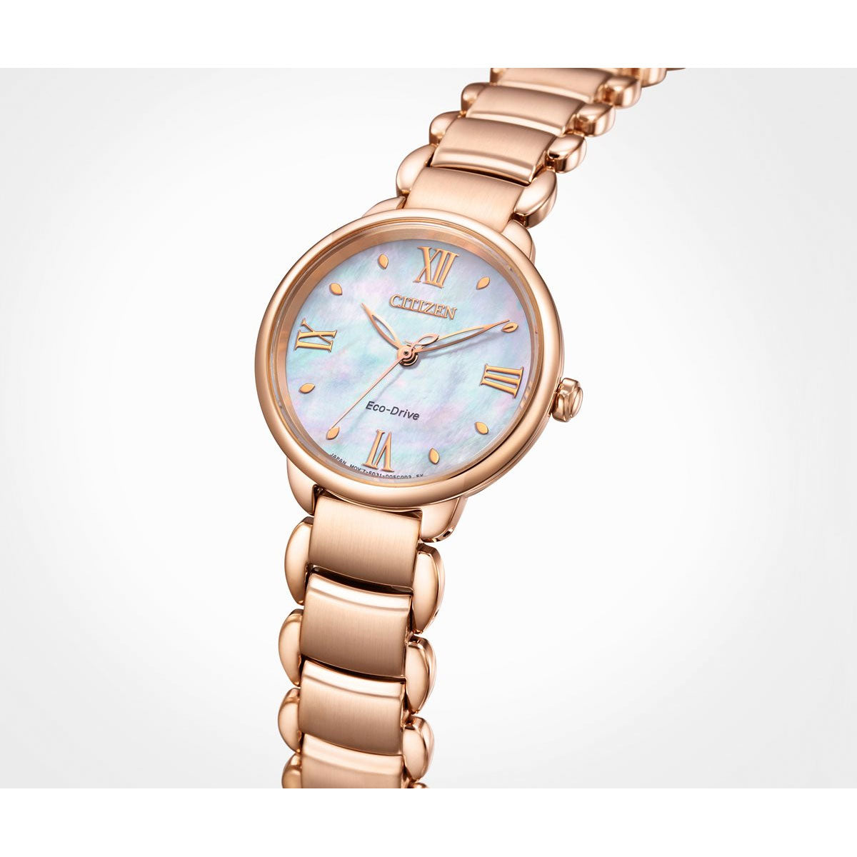 シチズン エル CITIZEN L エコドライブ 腕時計 レディース EM0928-84D 白蝶貝文字板 ROUND Collection ピンクやオレンジ色のダリアの花言葉 「優雅さ」