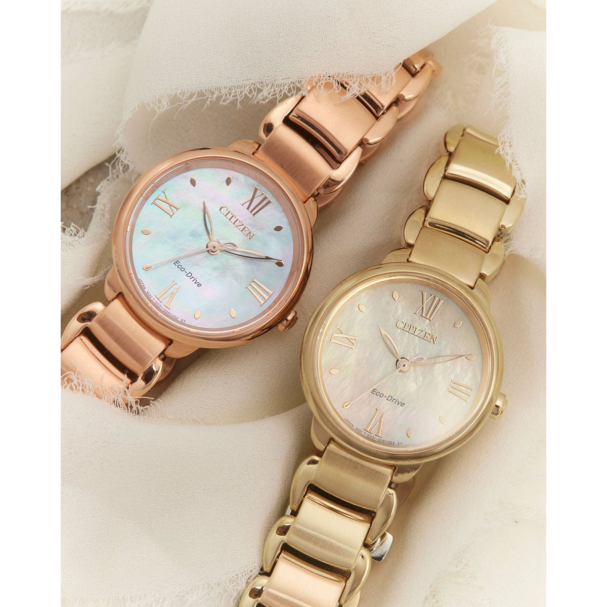 シチズン エル CITIZEN L エコドライブ 腕時計 レディース EM0928-84D 白蝶貝文字板 ROUND Collection ピンクやオレンジ色のダリアの花言葉 「優雅さ」