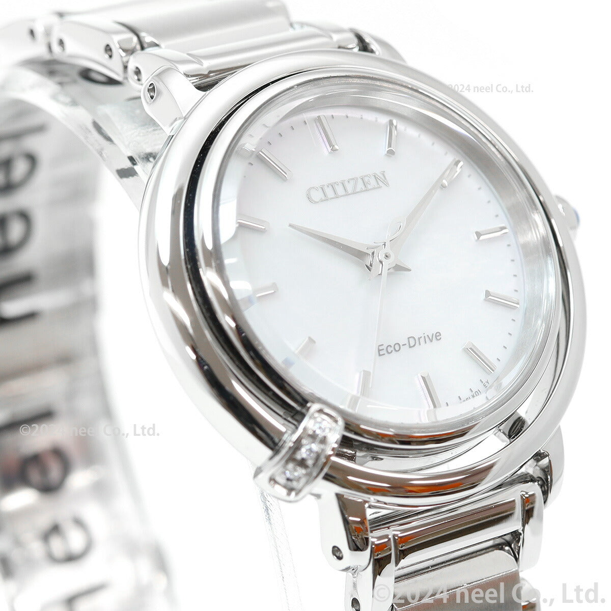 シチズン エル CITIZEN L エコドライブ 腕時計 レディース EM1090-60D ダイヤ入り 白蝶貝文字板 ARCLY Collection 日の出 モチーフ 替えバンド付き