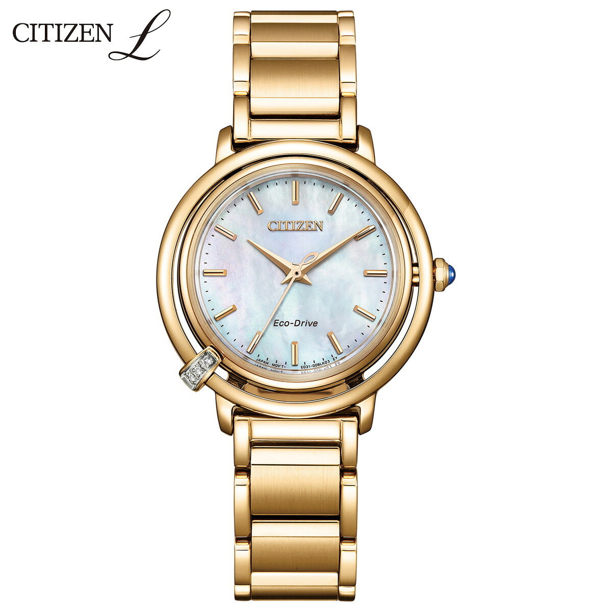 シチズン エル CITIZEN L エコドライブ 腕時計 レディース EM1093-61D ダイヤ入り 白蝶貝文字板 ARCLY Collection 日の出 モチーフ 替えバンド付き【2024 新作】