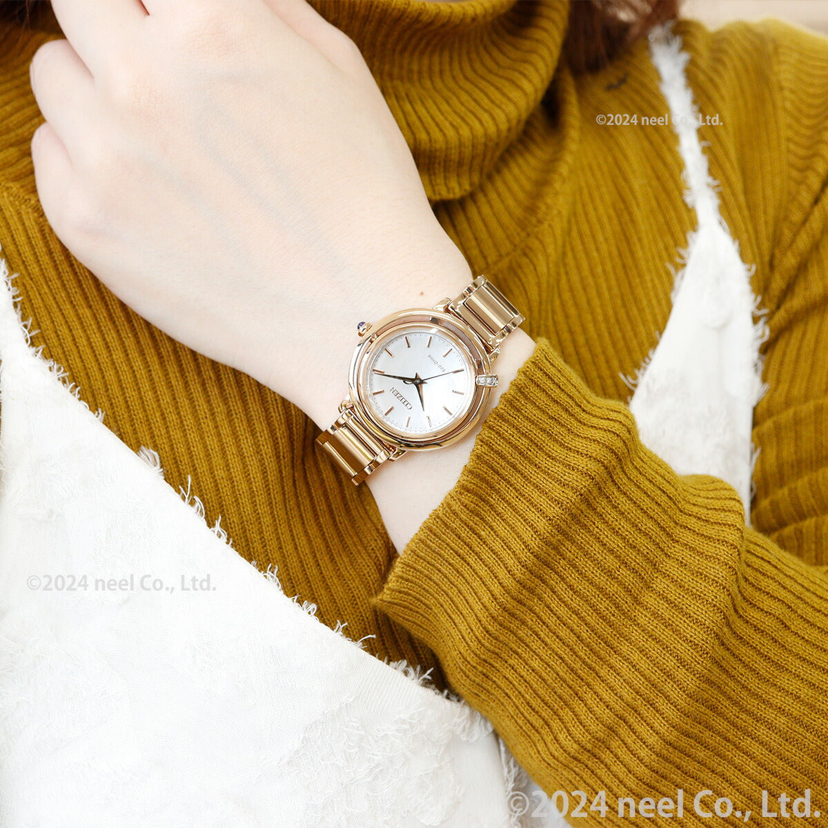 シチズン エル CITIZEN L エコドライブ 腕時計 レディース EM1093-61D ダイヤ入り 白蝶貝文字板 ARCLY Collection 日の出 モチーフ 替えバンド付き