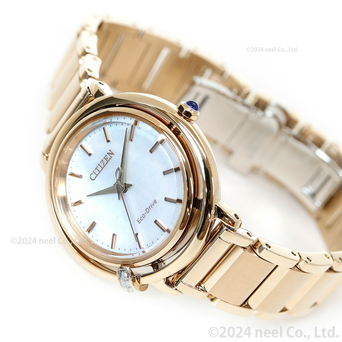 シチズン エル CITIZEN L エコドライブ 腕時計 レディース EM1093-61D ダイヤ入り 白蝶貝文字板 ARCLY Collection 日の出 モチーフ 替えバンド付き