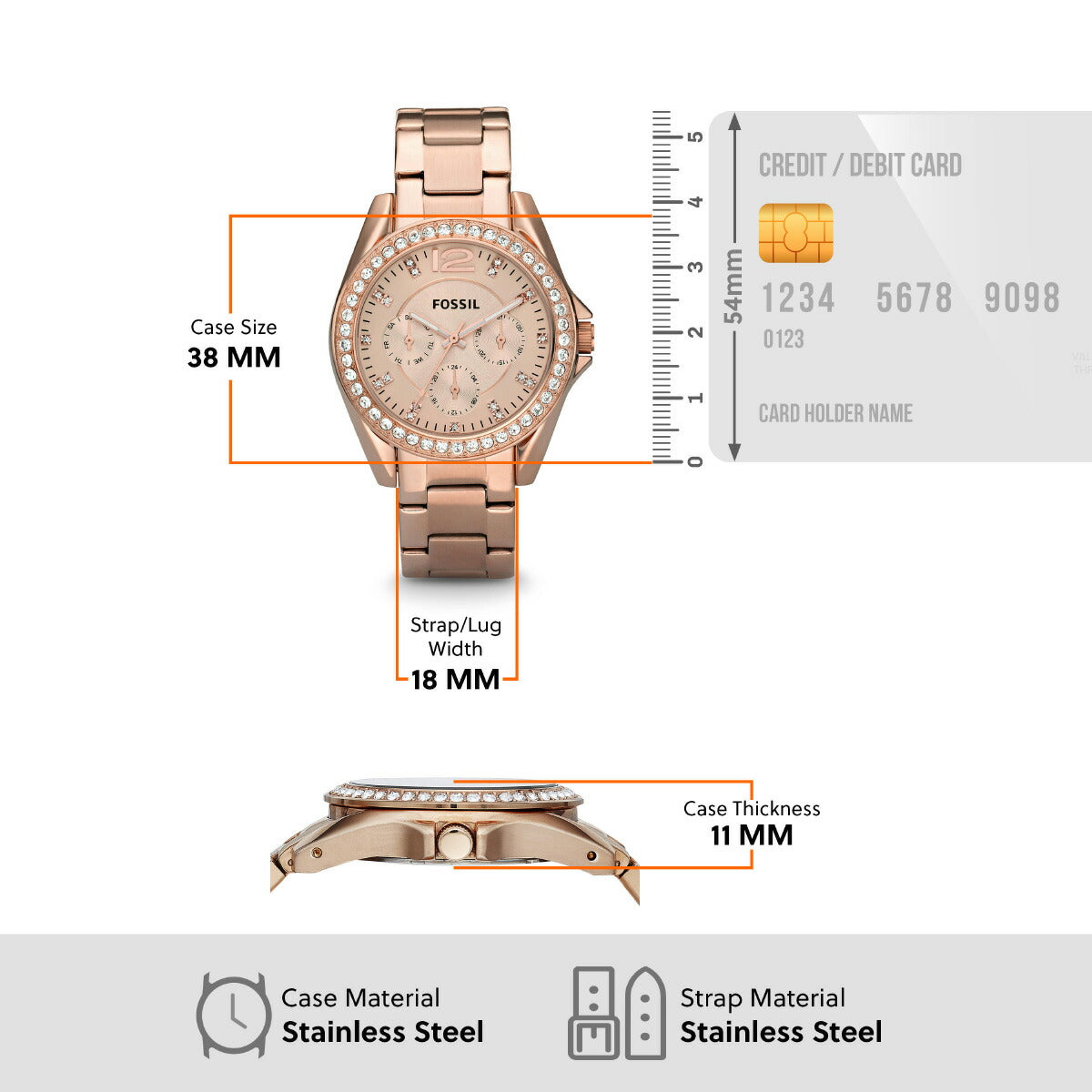 フォッシル FOSSIL 腕時計 レディース RILEY マルチファンクション ローズゴールドトーン ステンレススチールウォッチ ES2811