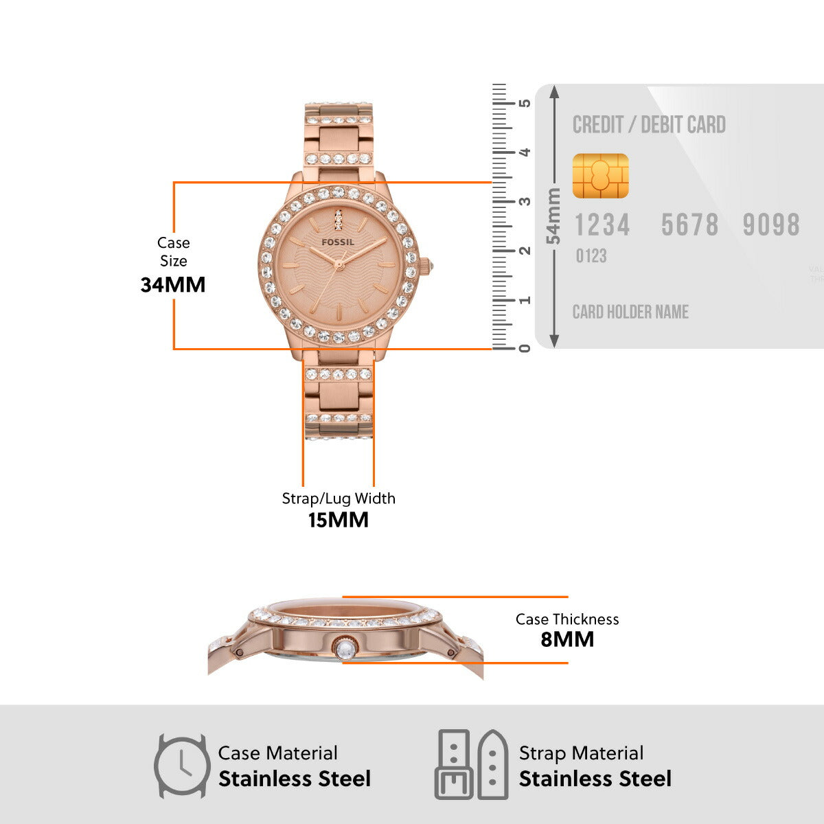 フォッシル FOSSIL 腕時計 レディース JESSE 三針 ローズゴールドトーン ステンレススチールウォッチ ES3020