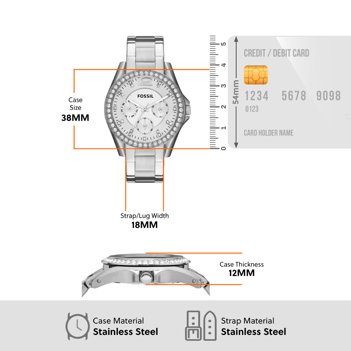 フォッシル FOSSIL 腕時計 レディース RILEY マルチファンクション ステンレススチールウォッチ ES3202