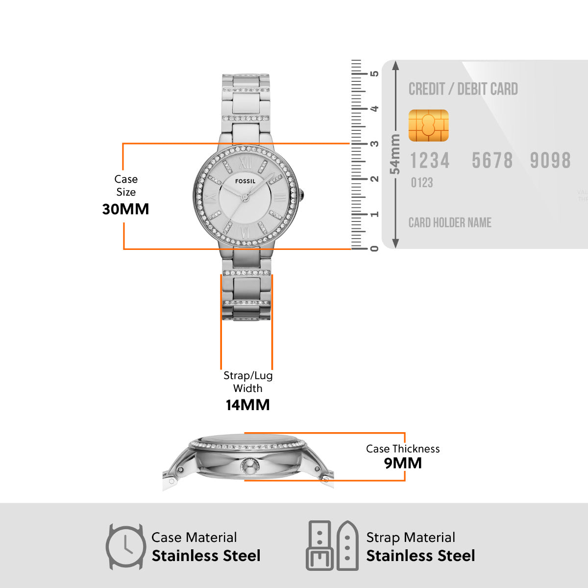 フォッシル FOSSIL 腕時計 レディース VIRGINIA ステンレススチールウォッチ ES3282