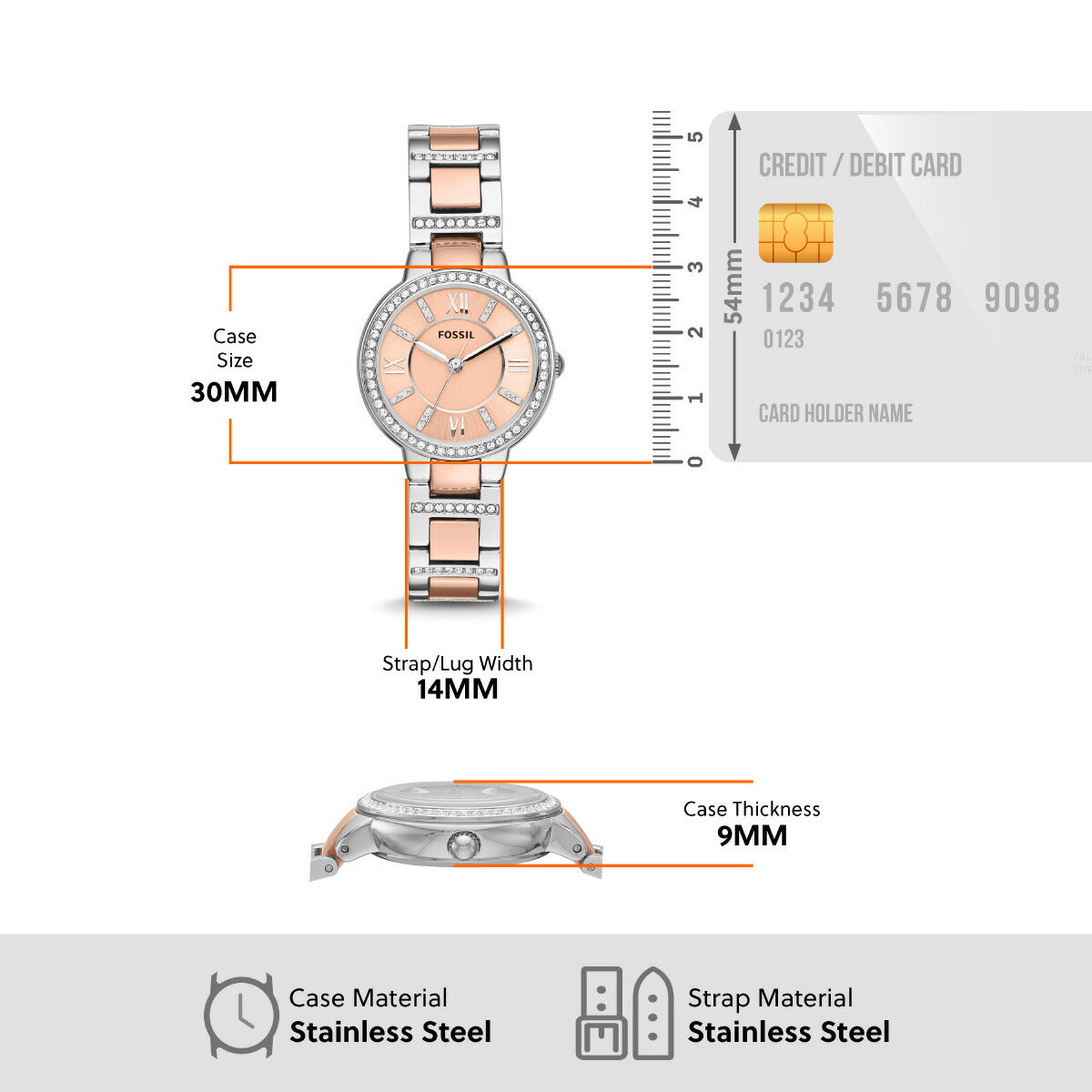 フォッシル FOSSIL 腕時計 レディース VIRGINIA ツートーン ステンレススチールウォッチ ES3405