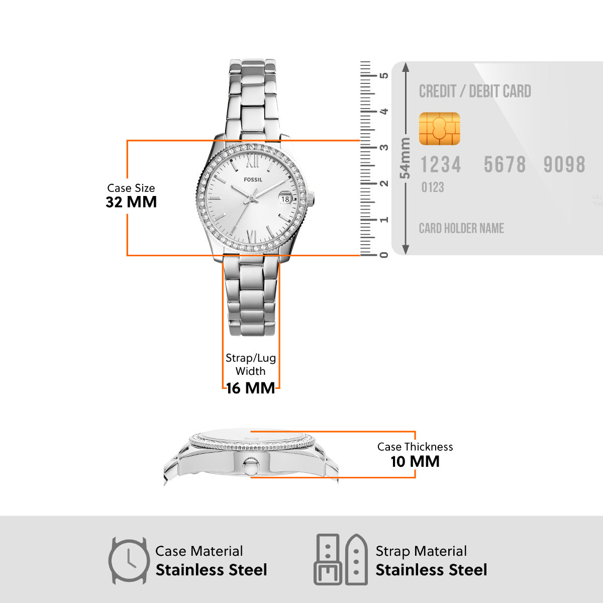 フォッシル FOSSIL 腕時計 レディース SCARLETTE MINI 三針デイト ステンレススチールウォッチ ES4317