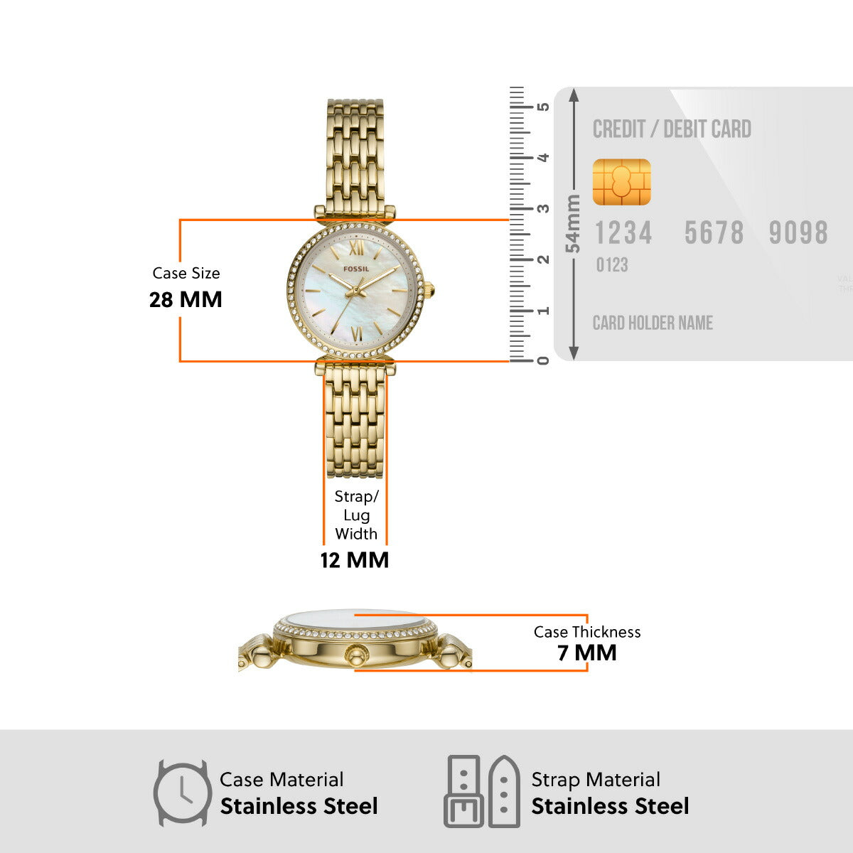 フォッシル FOSSIL 腕時計 レディース CARLIE MINI 三針 ゴールドトーン ステンレススチールウォッチ ES4735