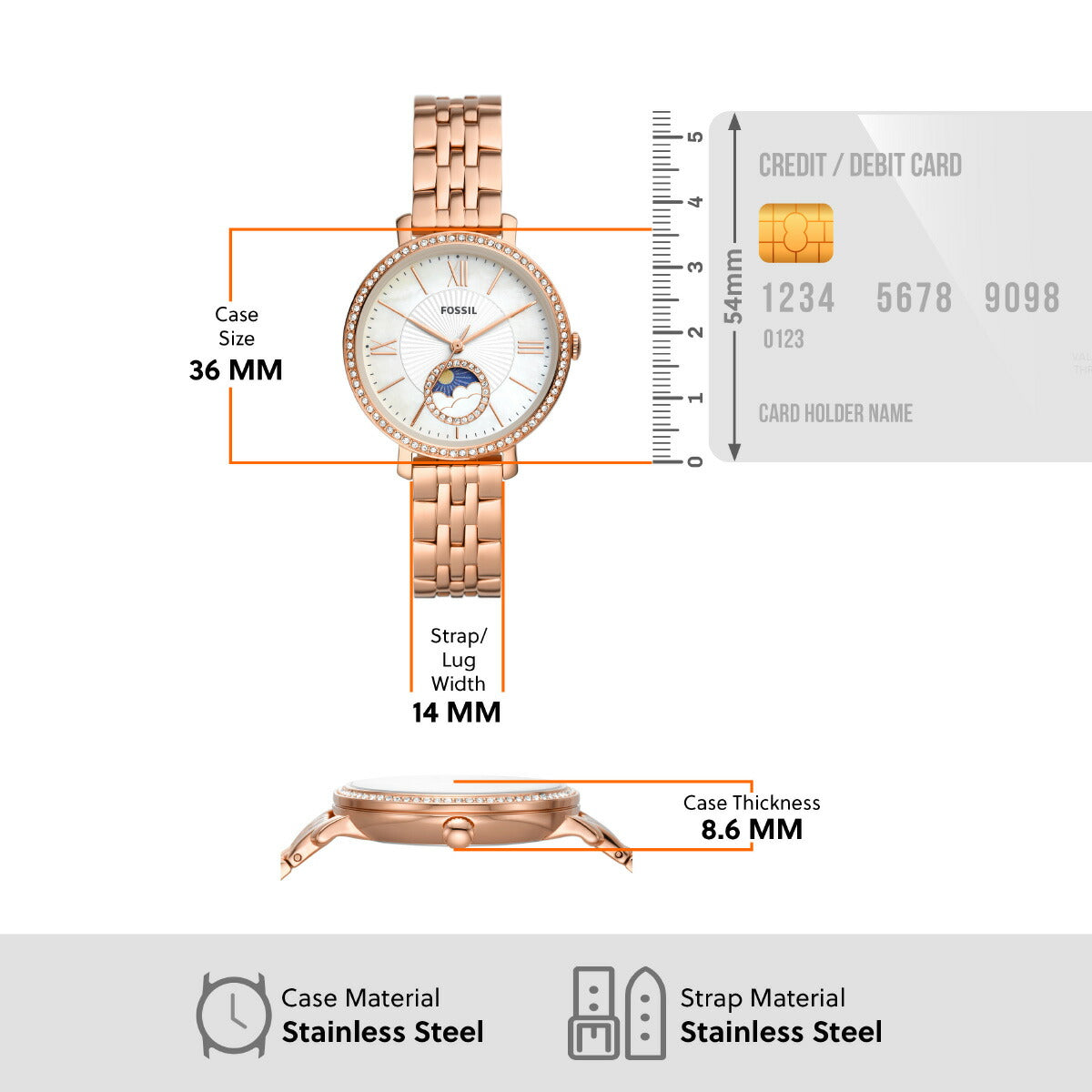 フォッシル FOSSIL 腕時計 レディース JACQUELINE サンムーン マルチファンクション ローズゴールドトーン ステンレススチールウォッチ ES5165