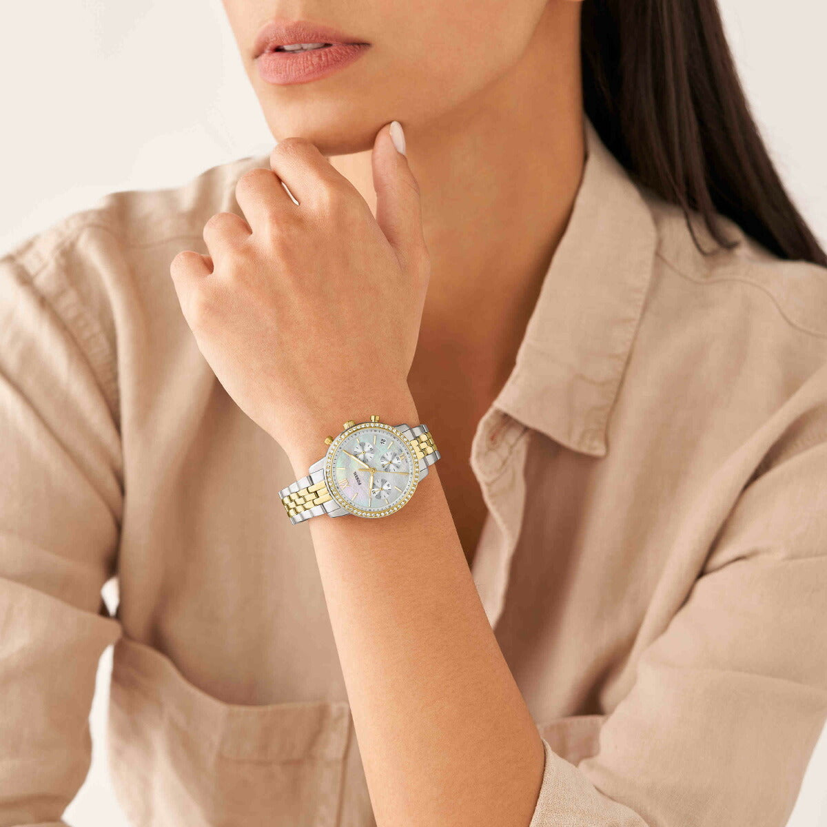 フォッシル FOSSIL 腕時計 レディース NEUTRA クロノグラフ ツートーン ステンレススチールウォッチ ES5216