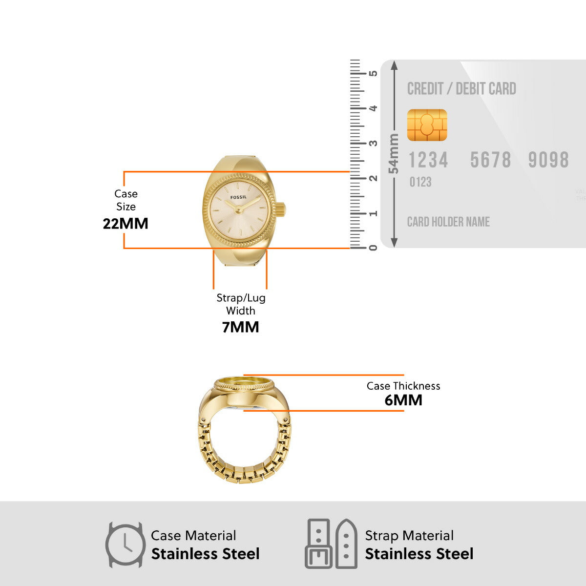 フォッシル FOSSIL リングウォッチ 時計 指輪 レディース 二針 ゴールドトーン ステンレススチール ウォッチリング ES5246