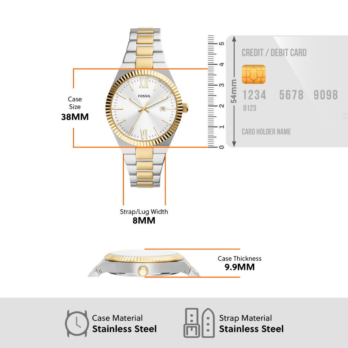 フォッシル FOSSIL 腕時計 レディース SCARLETTE 三針デイト ツートーン ステンレススチールウォッチ ES5259