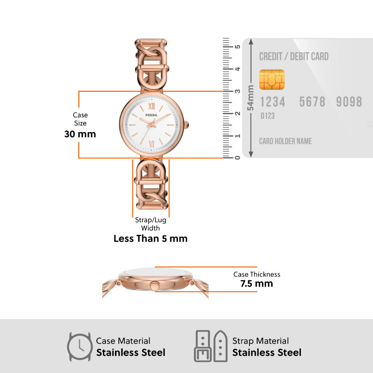 フォッシル FOSSIL 腕時計 レディース CARLIE 三針 ローズゴールドトーン ステンレススチールウォッチ ES5273