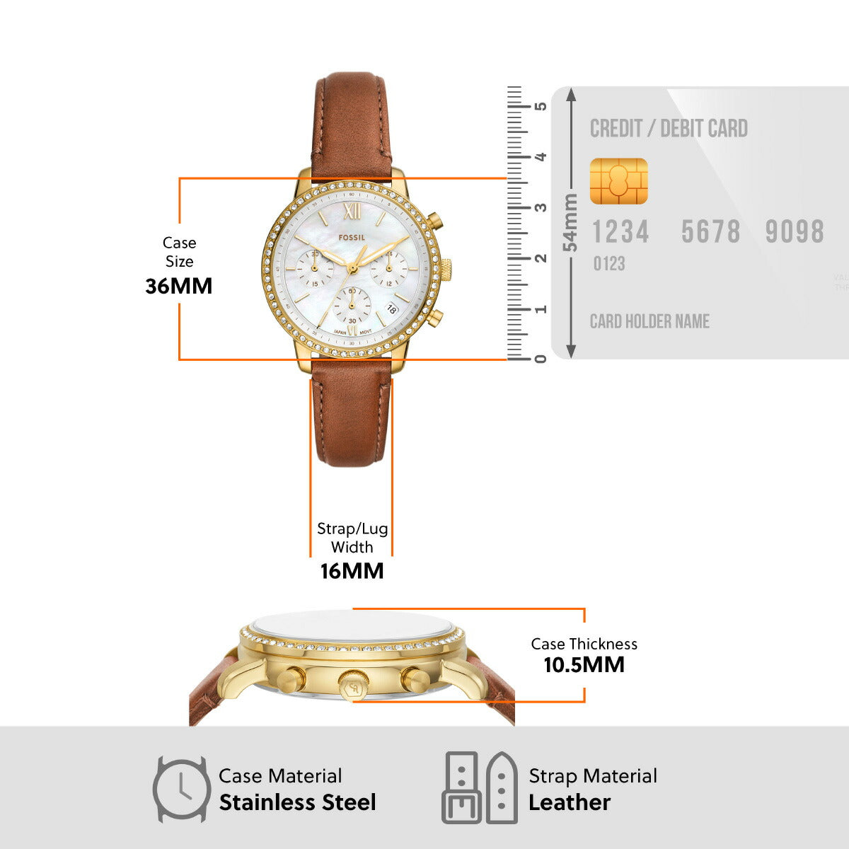 フォッシル FOSSIL 腕時計 レディース NEUTRA クロノグラフ ミディアムブラウン レザーウォッチ ES5278