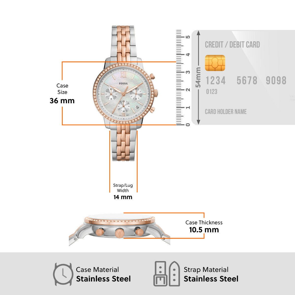 フォッシル FOSSIL 腕時計 レディース NEUTRA クロノグラフ ツートーン ステンレススチールウォッチ ES5279