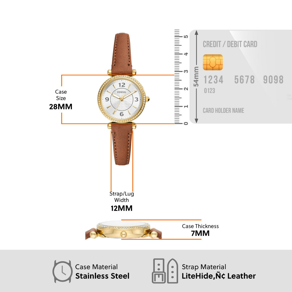 フォッシル FOSSIL 腕時計 レディース CARLIE 三針 ミディアムブラウン レザーウォッチ ES5297