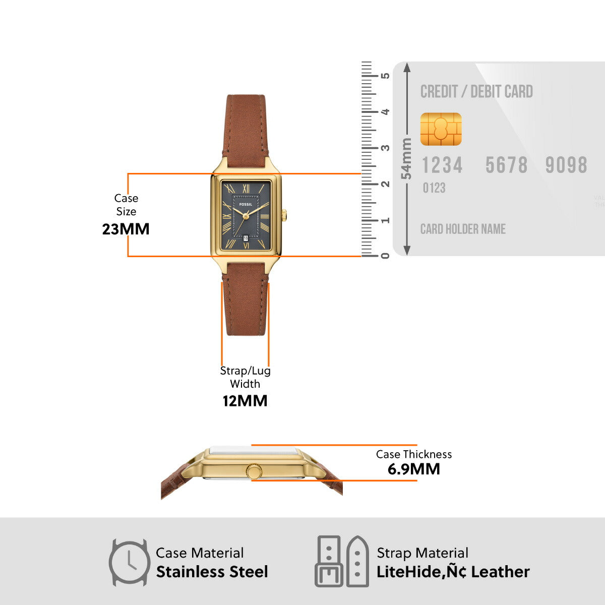 フォッシル FOSSIL 腕時計 レディース RAQUEL 三針デイト ミディアムブラウン レザーウォッチ ES5303