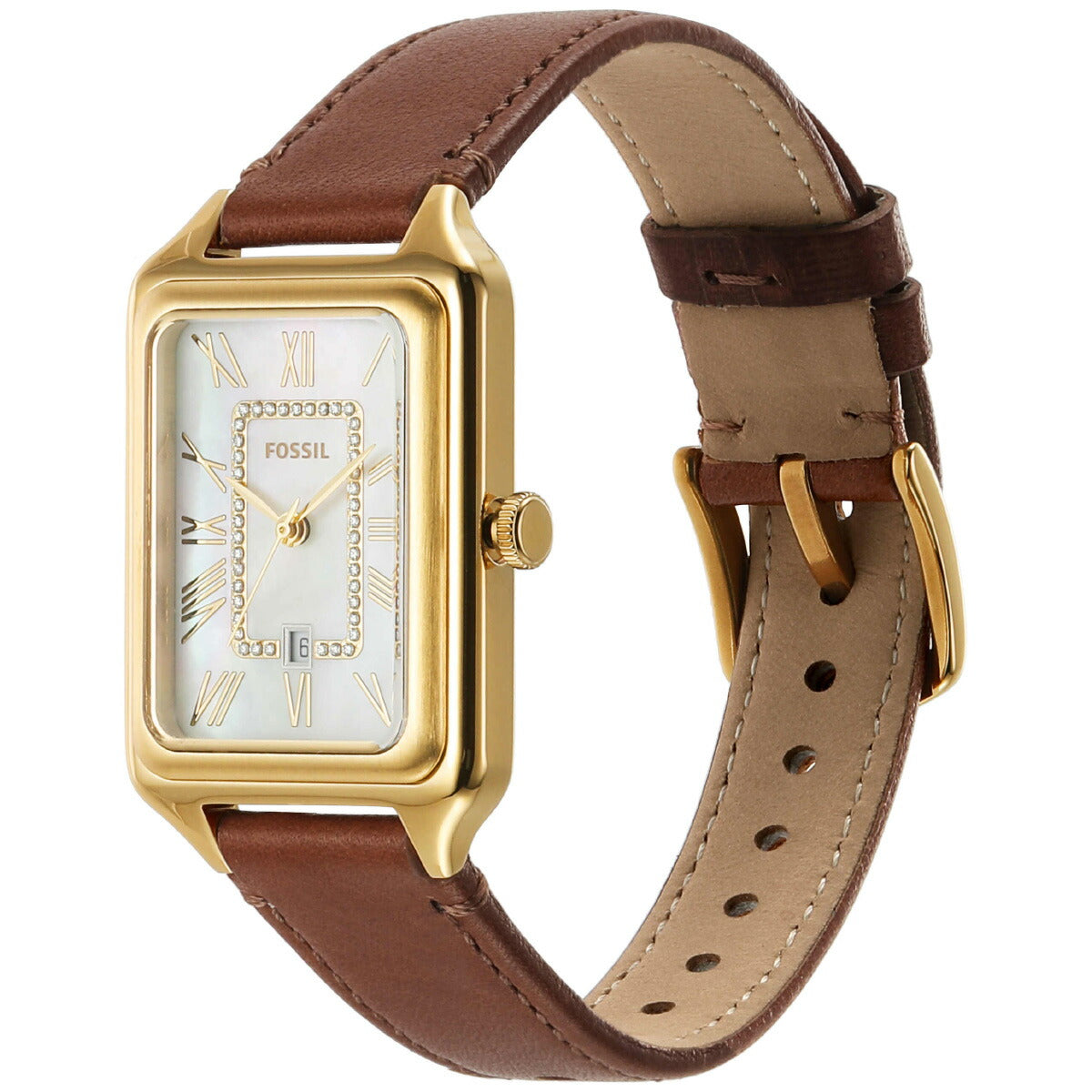 フォッシル FOSSIL 腕時計 レディース RAQUEL 三針デイト ミディアムブラウン レザーウォッチ ES5307