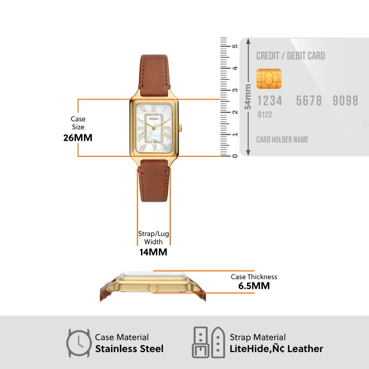 フォッシル FOSSIL 腕時計 レディース RAQUEL 三針デイト ミディアムブラウン レザーウォッチ ES5307