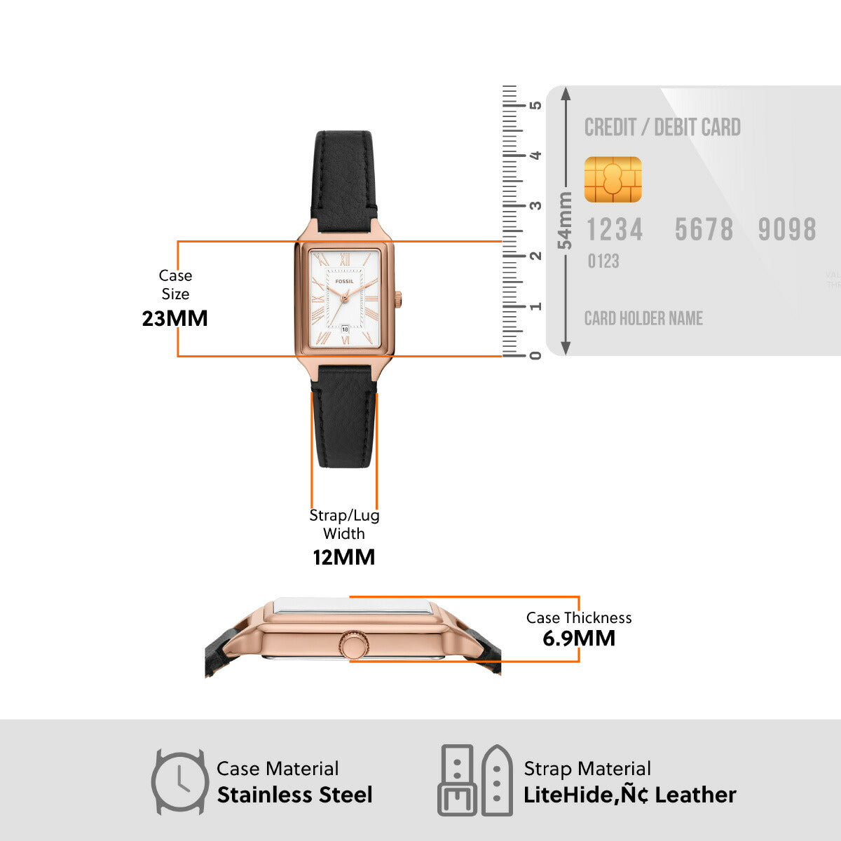 フォッシル FOSSIL 腕時計 レディース RAQUEL 三針デイト ブラック LiteHideレザーウォッチ ES5310