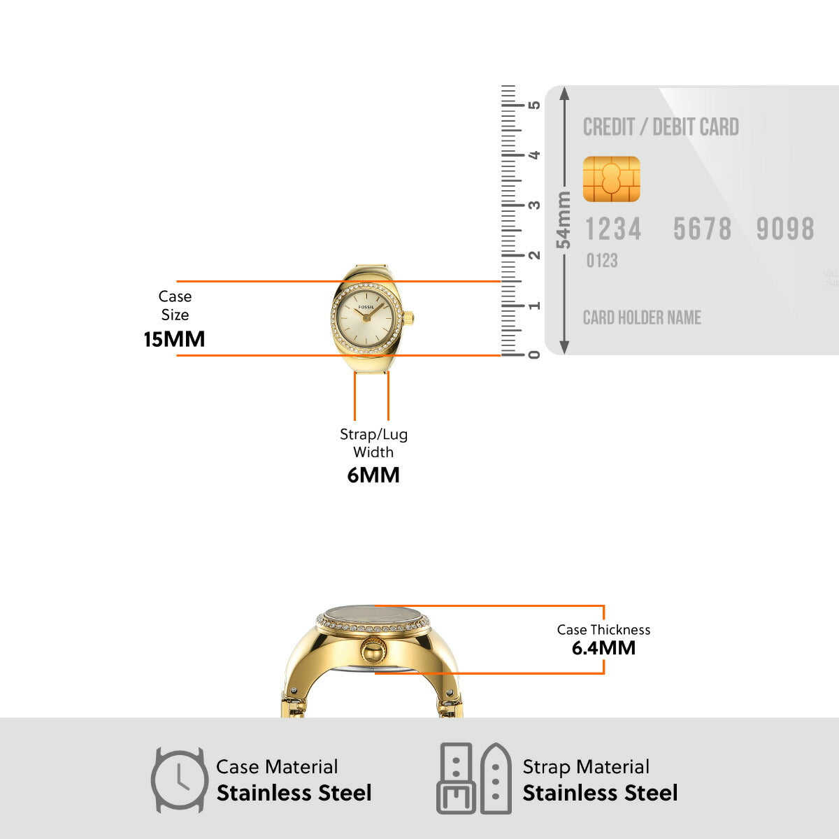 フォッシル FOSSIL リングウォッチ 時計 指輪 レディース ウォッチリング 二針 ローズゴールドトーン ステンレススチール ES5319