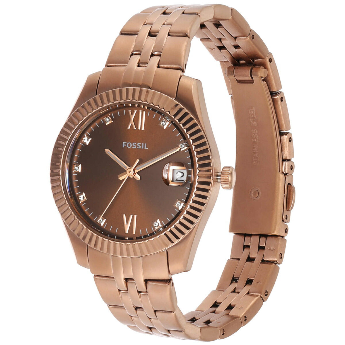 フォッシル FOSSIL 腕時計 レディース SCARLETTE 三針デイト ローズゴールドトーン ステンレススチールウォッチ ES5324