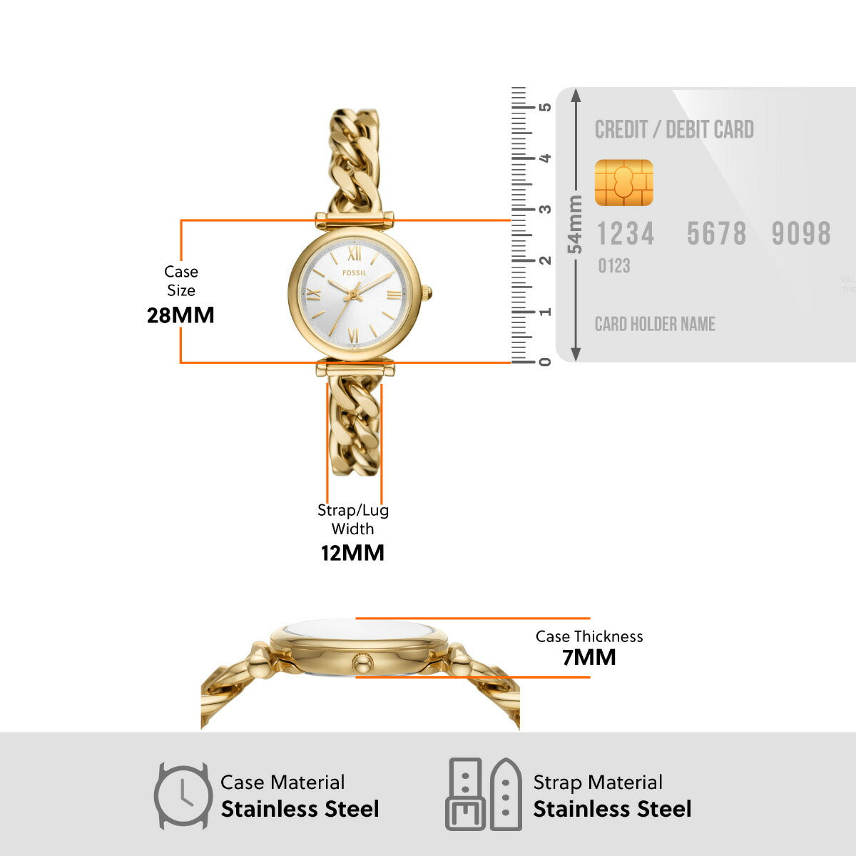 フォッシル FOSSIL 腕時計 レディース CARLIE 三針 ゴールドトーン ステンレススチールウォッチ ES5329