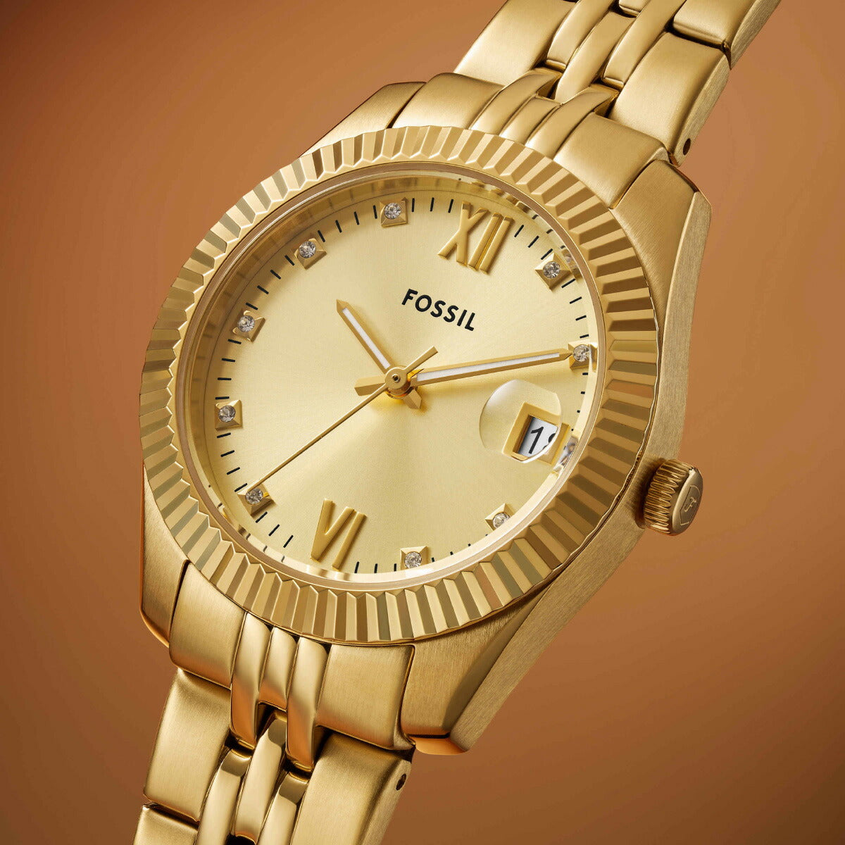フォッシル FOSSIL 腕時計 レディース SCARLETTE 三針デイト ゴールドトーン ステンレススチールウォッチ ES5338