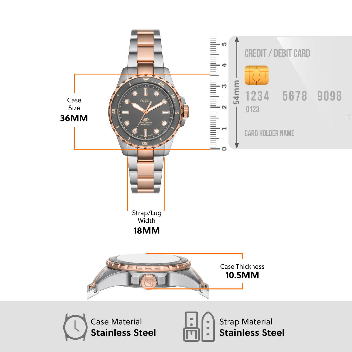フォッシル FOSSIL 腕時計 レディース FOSSIL BLUE DIVE 三針 ツートーン ステンレススチールウォッチ ES5348