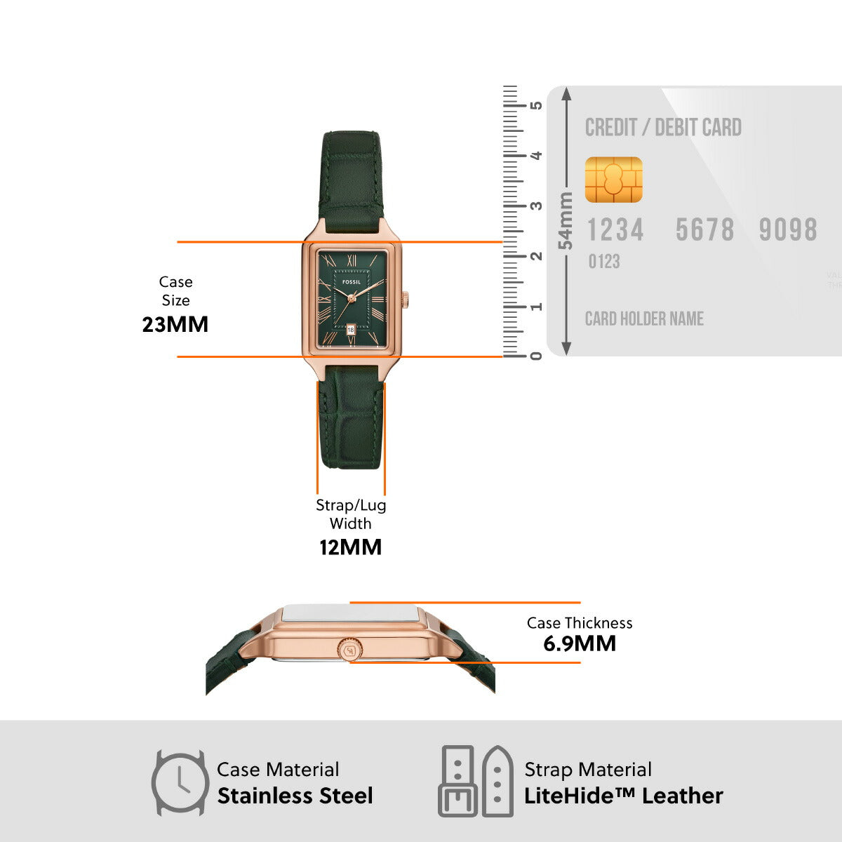フォッシル FOSSIL 腕時計 レディース RAQUEL 三針デイト グリーンクロコ LiteHide レザーウォッチ ES5366