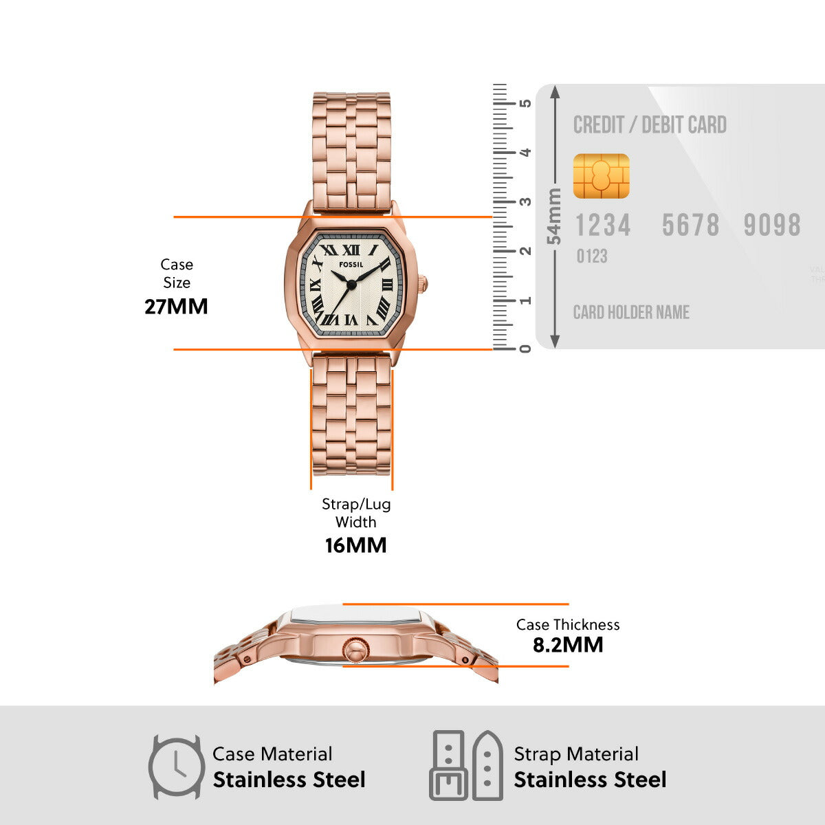フォッシル FOSSIL 腕時計 レディース HARLOW 三針 ローズゴールドトーン ステンレススチールウォッチ ES5386