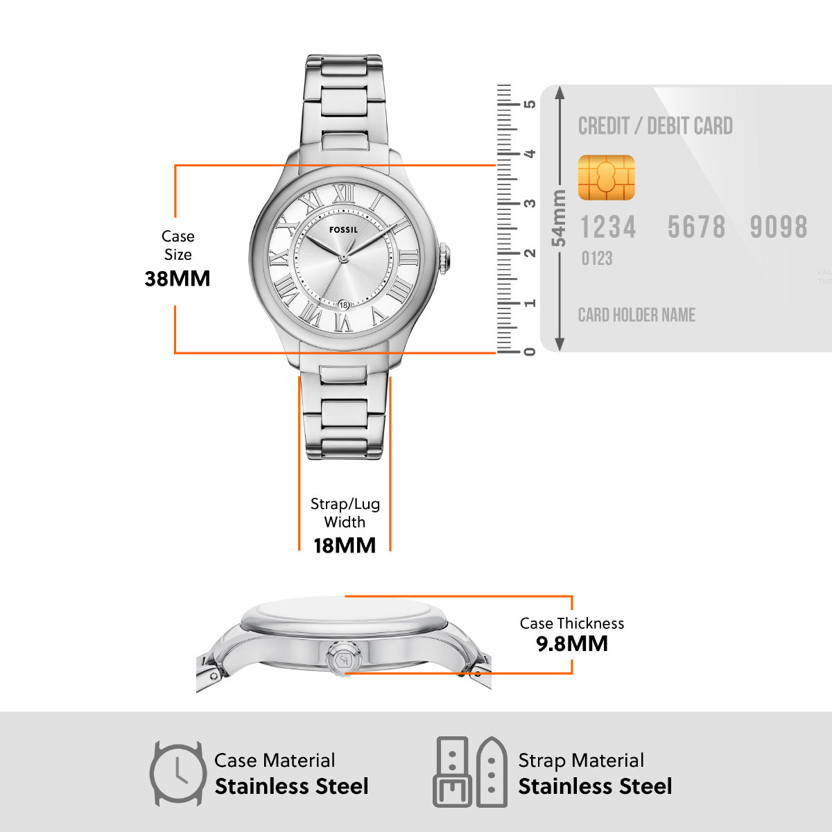 フォッシル FOSSIL 腕時計 レディース GILMORE 三針デイト ステンレススチールウォッチ ES5393【2025 新作】