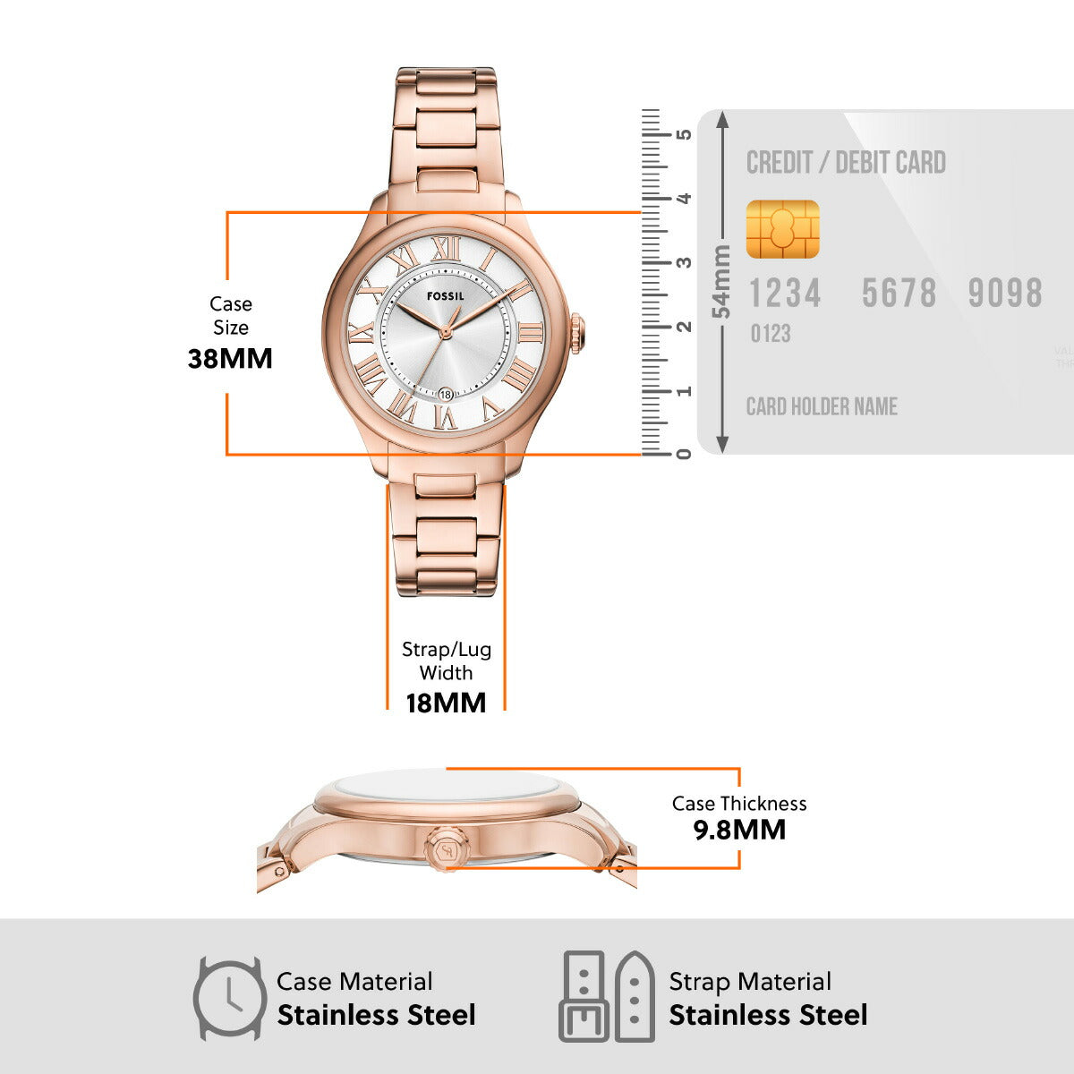 フォッシル FOSSIL 腕時計 レディース GILMORE 三針デイト ローズゴールドトーン ステンレススチールウォッチ ES5394【2025 新作】