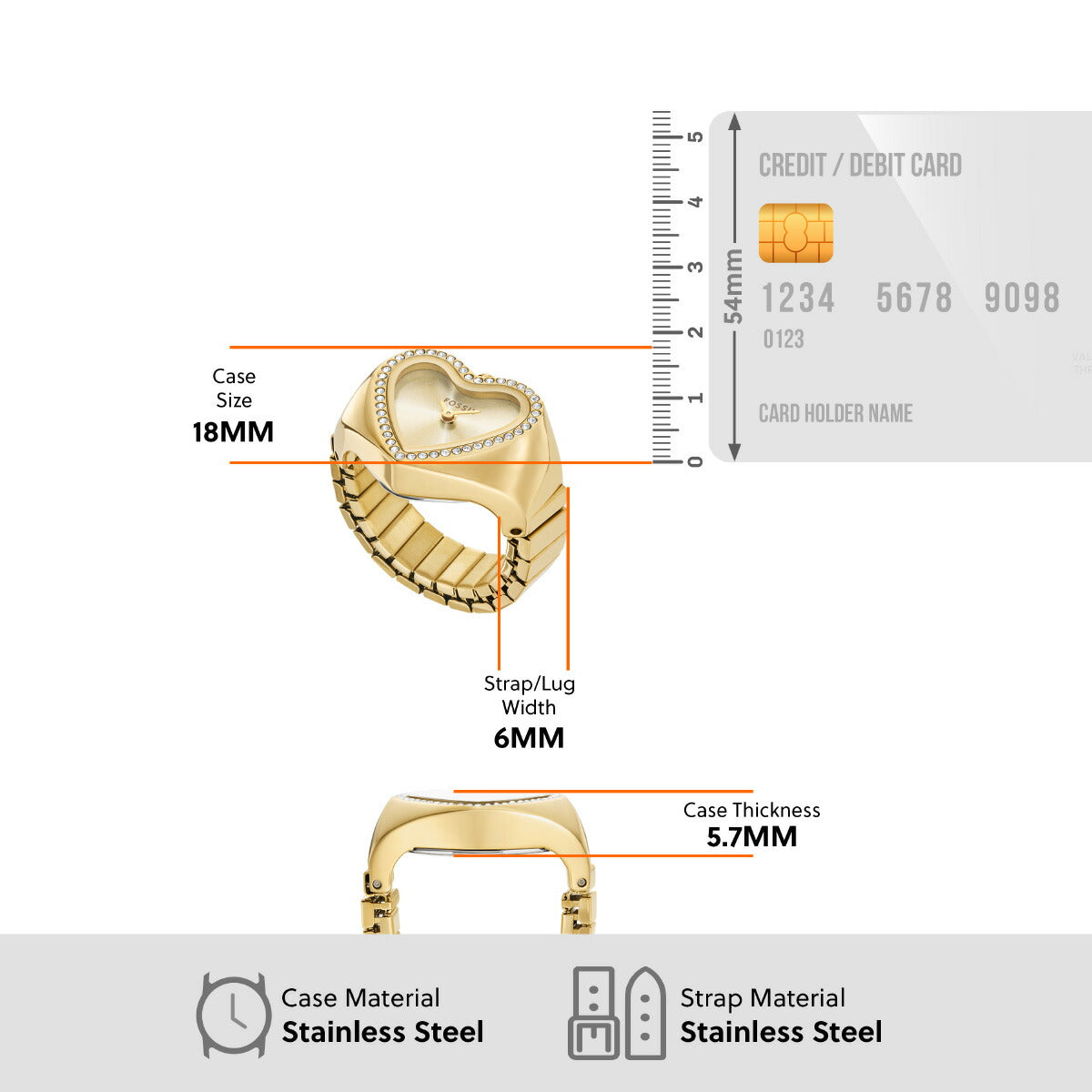 フォッシル FOSSIL ウォッチリング レディース 二針 ゴールドトーン ステンレススチール ES5407