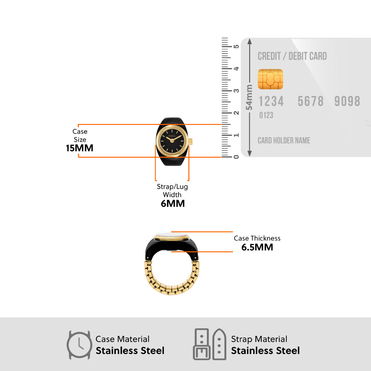 フォッシル FOSSIL リングウォッチ 時計 指輪 レディース 二針 ゴールドトーン ステンレススチール ウォッチリング ES5413【2025 新作】