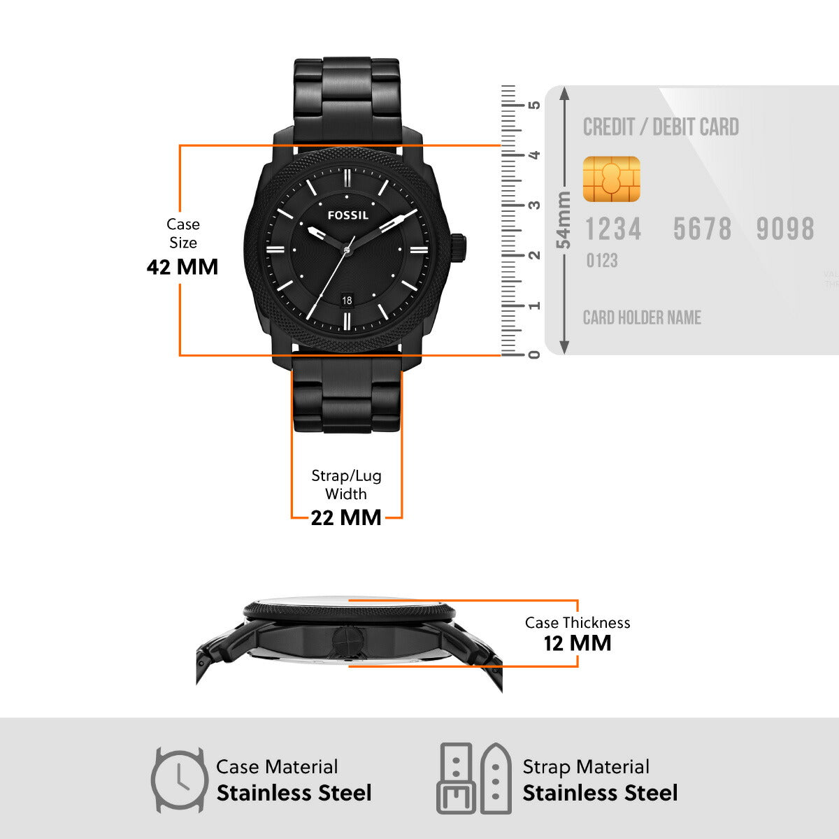 フォッシル FOSSIL 腕時計 メンズ MACHINE ブラック ステンレススチールウォッチ FS4775
