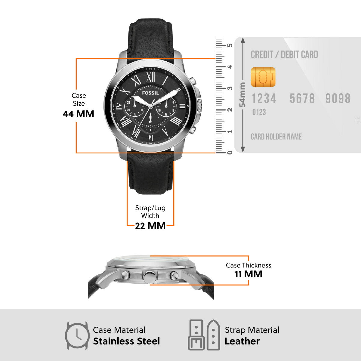 フォッシル FOSSIL 腕時計 メンズ GRANT クロノグラフ ブラック レザーウォッチ FS4812