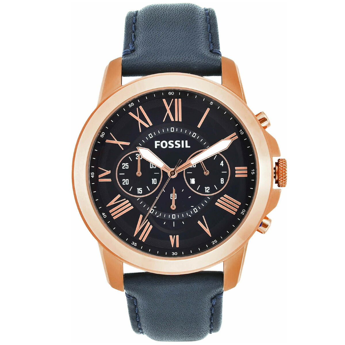 フォッシル FOSSIL 腕時計 メンズ GRANT ネイビーレザー クロノグラフウォッチ FS4835