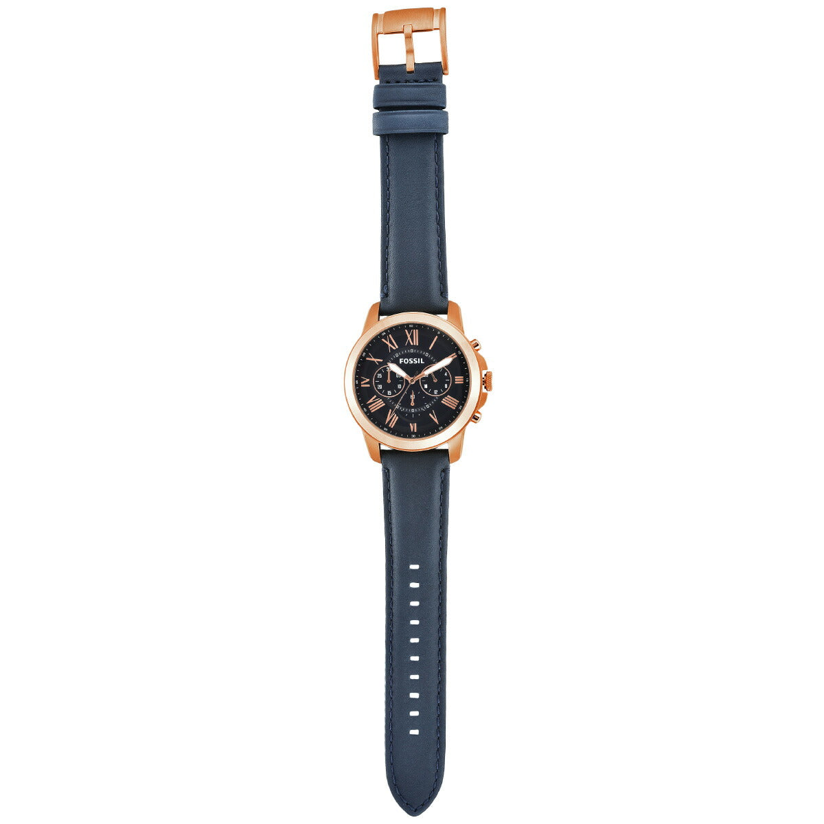 フォッシル FOSSIL 腕時計 メンズ GRANT ネイビーレザー クロノグラフウォッチ FS4835