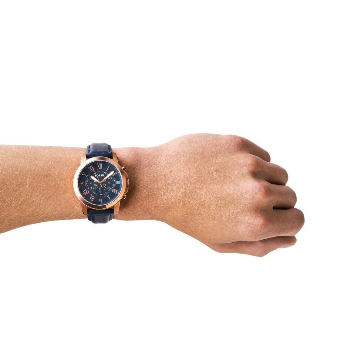 フォッシル FOSSIL 腕時計 メンズ GRANT ネイビーレザー クロノグラフウォッチ FS4835